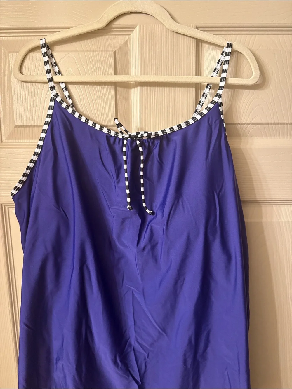NWOT Purple Tankini Top with Black & White Striped Shorts 2PC 5X